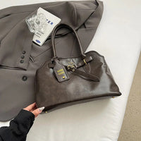 Women's Retro Brown Shell Bag Popular Large Capacity Multiple Compartments Briefcase High Quality Fashion Shoulder Tote Bag