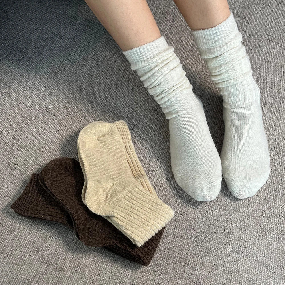 Women Long Socks Cashmere Women Boot Solid Wool Thigh Stocking Skinny Casual Cotton Over Knee-High Fluffy Female Long Knee Sock