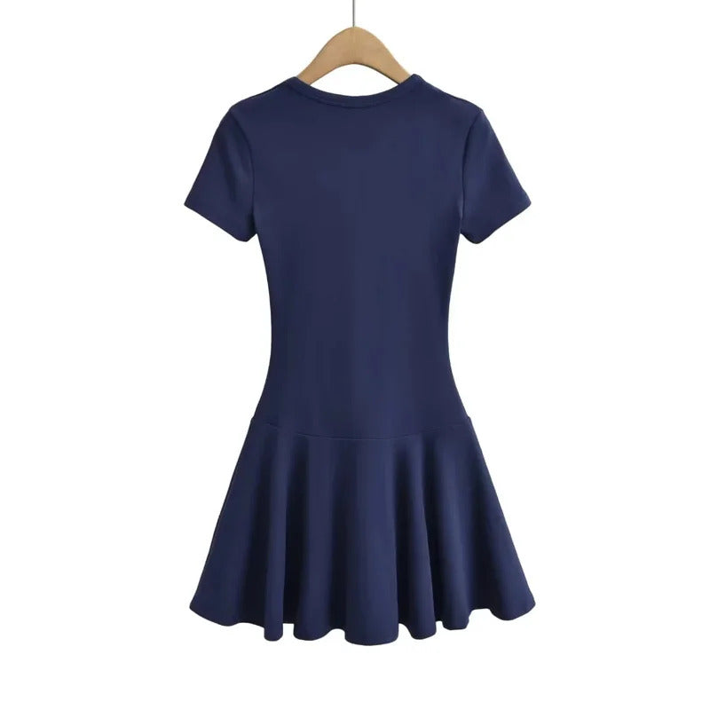 Women's Square Neck Short Sleeve Skater Dress