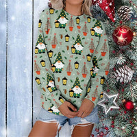 Women Christmas Sweatshirts Winter Snowman Snowflake Print Long Sleeve Y2k Hoodie Streetwear Pullovers Tops Comfortable Clothing