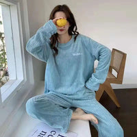 Winter Women's New Pajamas Homewear Suit Women's Fall and Winter Warm Clothes Coral Velvet Leisure Pajamas Padded Homewear