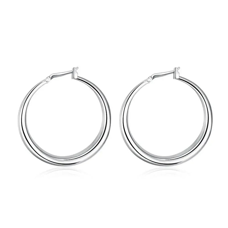 925 Sterling Silver 33mm Big Circle Round Hoop Earring For Women Unusual Earrings 2024 Trend Christmas Jewelry