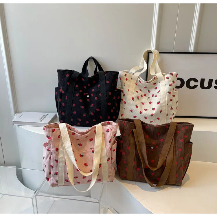 Fresh Sweet Girl Handbag Fashionable High end Corduroy Printed Shoulder Bag Leisure Shopping Commuter Women's Underarm Bag