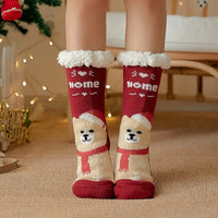 Winter Warm Socks Women penguin Plush Soft Female Non Grip Floor Slippers Short Sock Fuzzy Fluffy Deer Elk Bear Christmas Gift