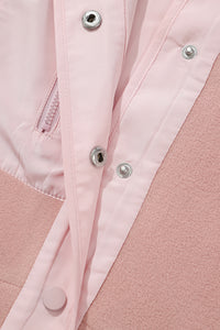 Pink Sherpa Contrast Trim Zipped Pocket Jacket