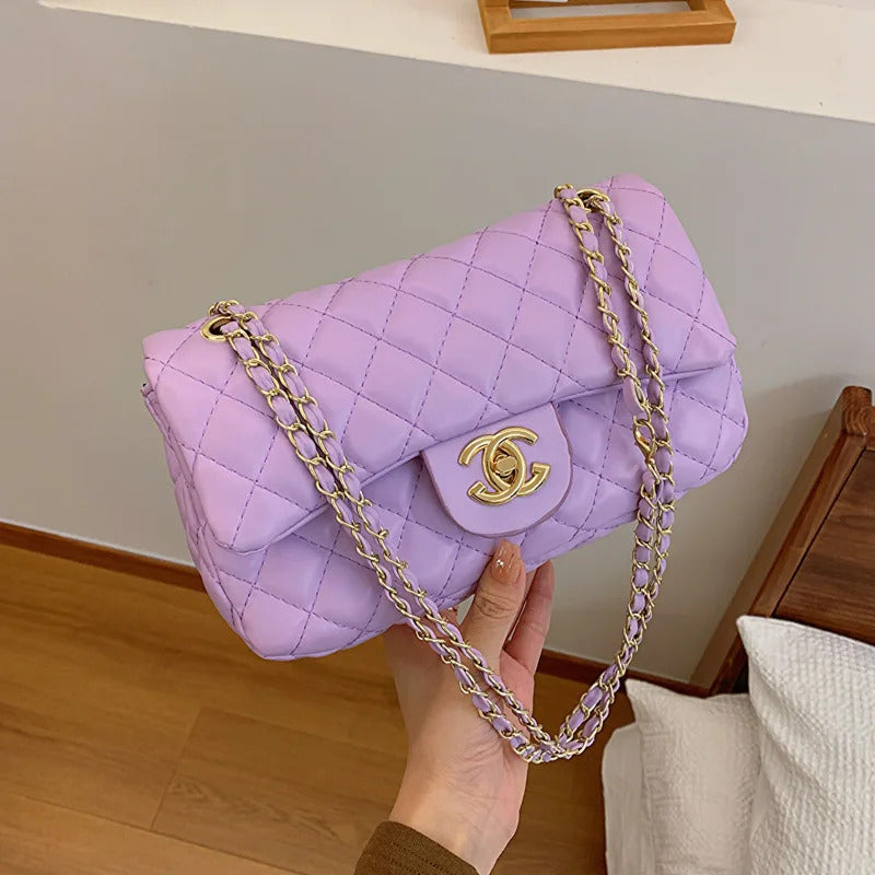 2024 new diagonal chain small square bag, classic texture, simple and fashionable, niche fashion style, luxurious high-end feel