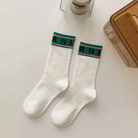 Contrast Color Socks Alphabet Print Sports Fashion Socks Pure Cotton Comfortable Soft Thin Breathable Casual