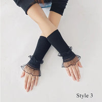 Women Lace Ruffles Cuff Elbow Sleeve Spring Autumn Detachable Fake Sleeve Arm Covers Solid Color Arm Cover Sweater Decorative