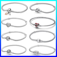 New in 925 Sterling Silver Snake Chain Charm Bracelet Fits Original 925 Pendant Charm BeadS For Women Heart Bracelets Jewelry