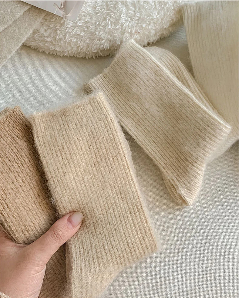 Women Wool Socks Warm Winter Thick Cashmere Fuzzy Casual Solid Color Comfortable Home Sock Soft Long Thermal High Quality