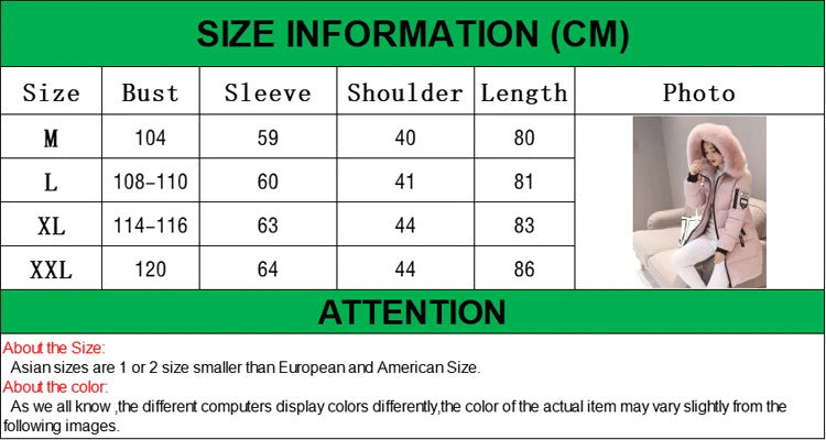 Winter Warm Fur Collar Hooded Women Parka Fashion Comfortable Zipper Pockets Design Long Jacket Elegant Slim Thick Female Coats