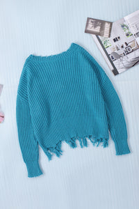 Color block Love Distressed Sweater