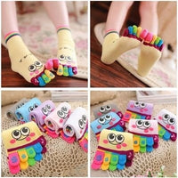 Cute Casual Five-toed Crew Finger Show Funny Short Cartoon Cotton Smiley Bear Socks