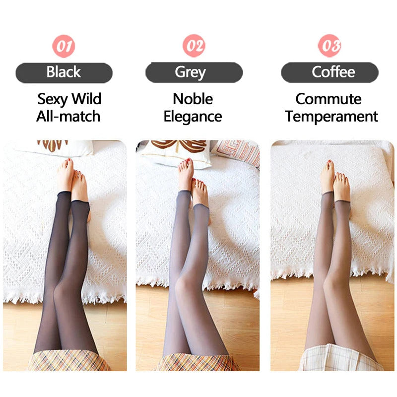 Thermal Stockings Woman Fleece Tights Sexy Winter Warm Pantyhose Translucent Slim Thicken Tights Elastic Velvet Pantyhose Female