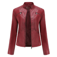 Women's Coat Fashion Trend Simple Autumn Winter Analog Collar Zipper PU Leather Motorcycle Jacket for Women