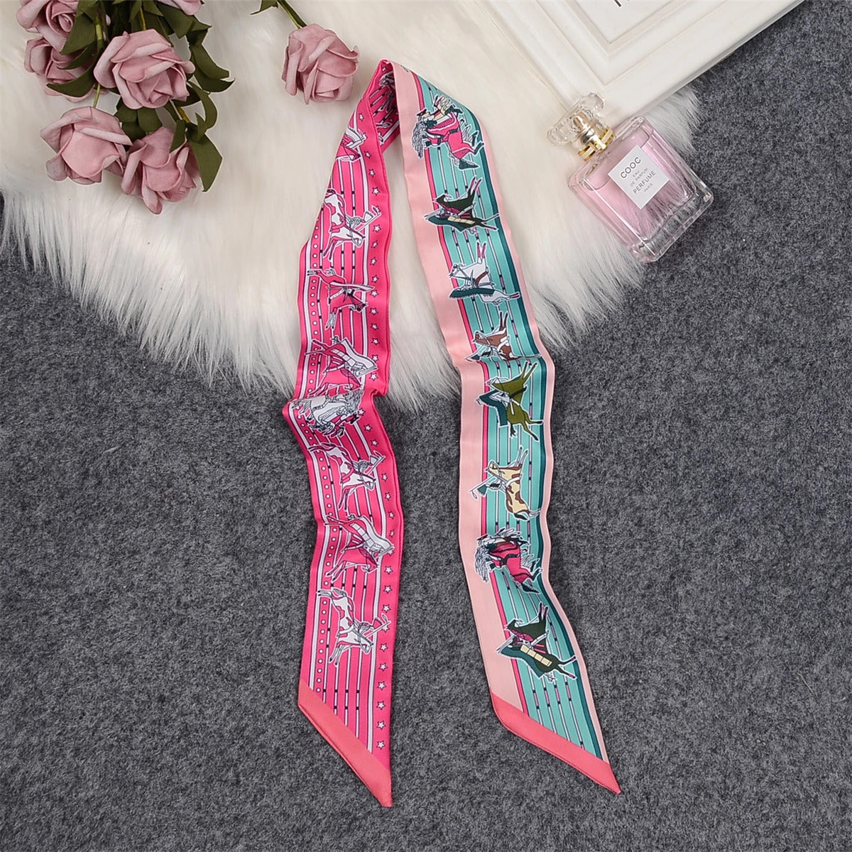 Horse Printing Bag Scarf 2024 New Small Skinny Silk Scarf Women Luxury Brand Foulard Women Tie Fashion Head Scarves For Ladies