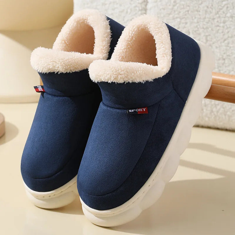 Kidmi Winter Women Shoes Casual House Shoes For Men 2024 Outdoor Warm Cotton Shoes For Women Indoor Plush Padded Slippers Female