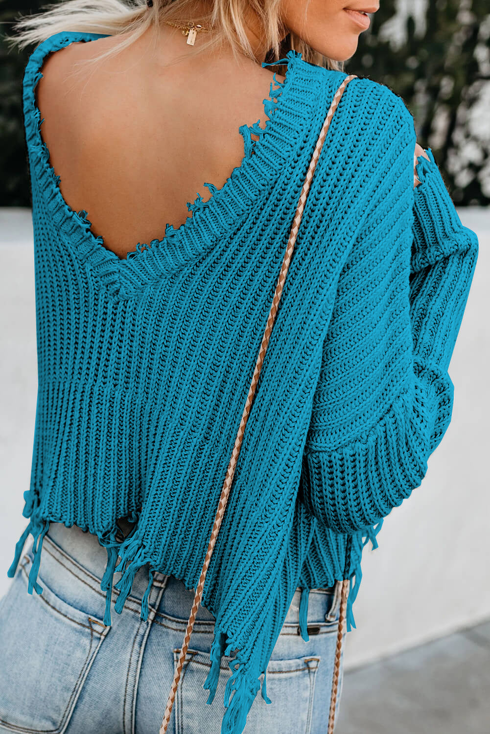 Color block Love Distressed Sweater