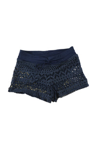 Blue Lace Shorts Attached Swim Bottom