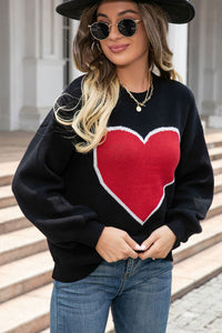 Black Heart Graphic Valentine Sweater