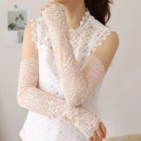 Summer Lace Long Sleeves Anti-Sunburn Arm Cover Women Cuff Hollow Embroidery Hand Sleeves Anti-UV Driving Arm Sleeve Fingerless