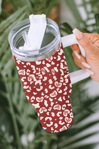 Red Valentine Leopard Heart Print Stainless Steel Tumblers