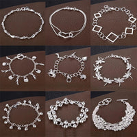 925 Sterling Silver Rose Flowe Bracelet Nice Snake Chain High Quality For Women Men Fashion Jewelry Wedding Engagement Party