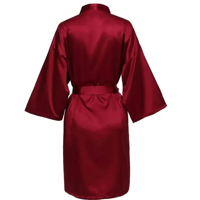 Wedding Party Team Bride Robe Without Letters Kimono Satin Pajamas Bridesmaid Plain Bathrobe SP088