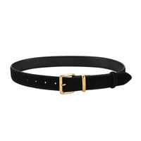 Luxury Suede Cowhide Leather Belt for Women, Vintage Style with Gold Buckle, 3.3cm Wide Waistband for Dresses & Jeans