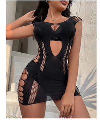 Sexy Women Fishnet Halter Backless Dress Low Cut Tight Pencil Cute Dress Plus Size Mini Dress Night Club Dance Dress Beatchwear