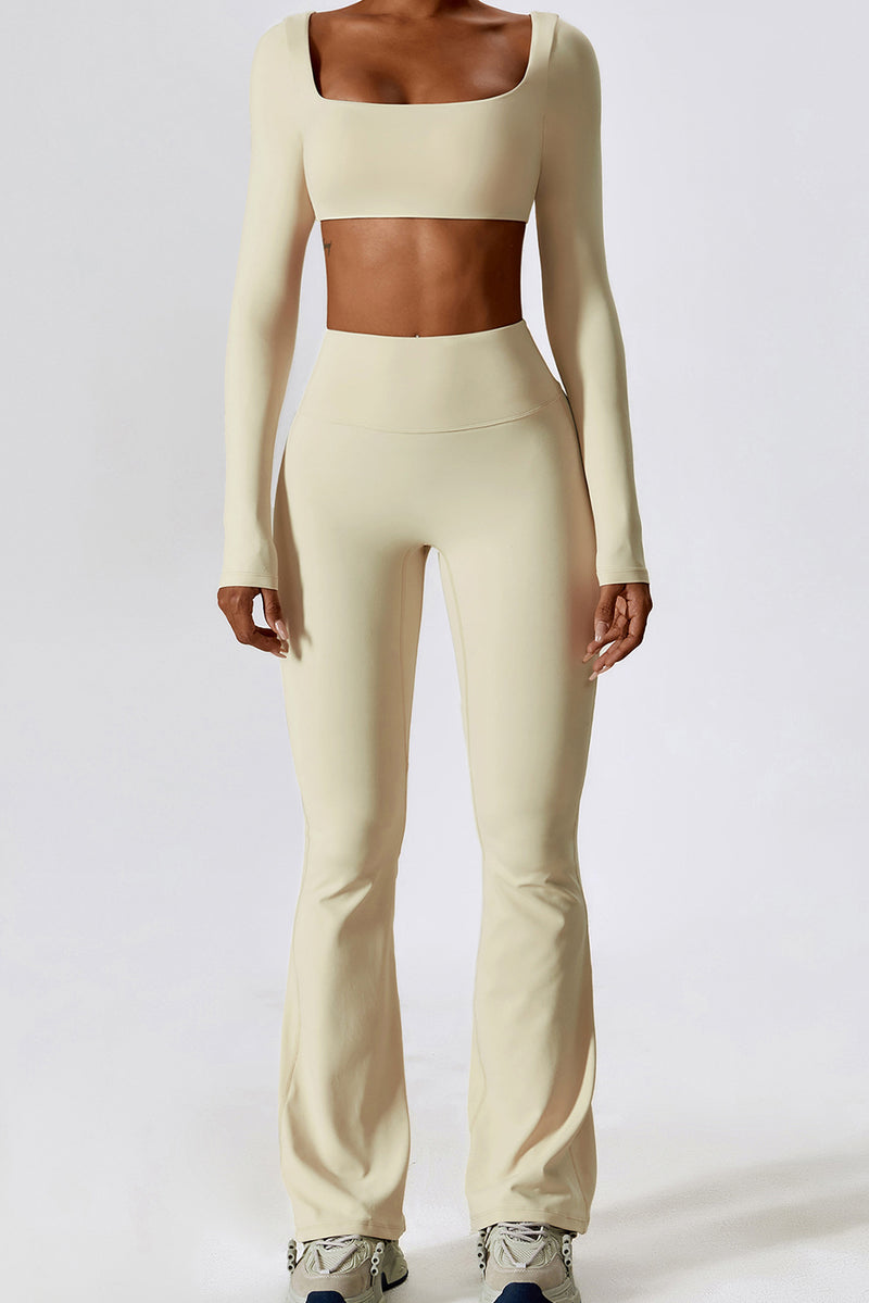 Apricot Square Neck Cropped Active Top & Pants Set