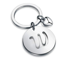 Popular A-Z  Round Brand Stainless Steel Keychain 26 Letter Keyring  Pendant Key Ring Buckle Chains for Car Motorcyle Gift