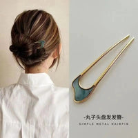 New Simple Fork Metal Hairpin U-shaped Alloy Hair Ornament Hair Accessories for Girls