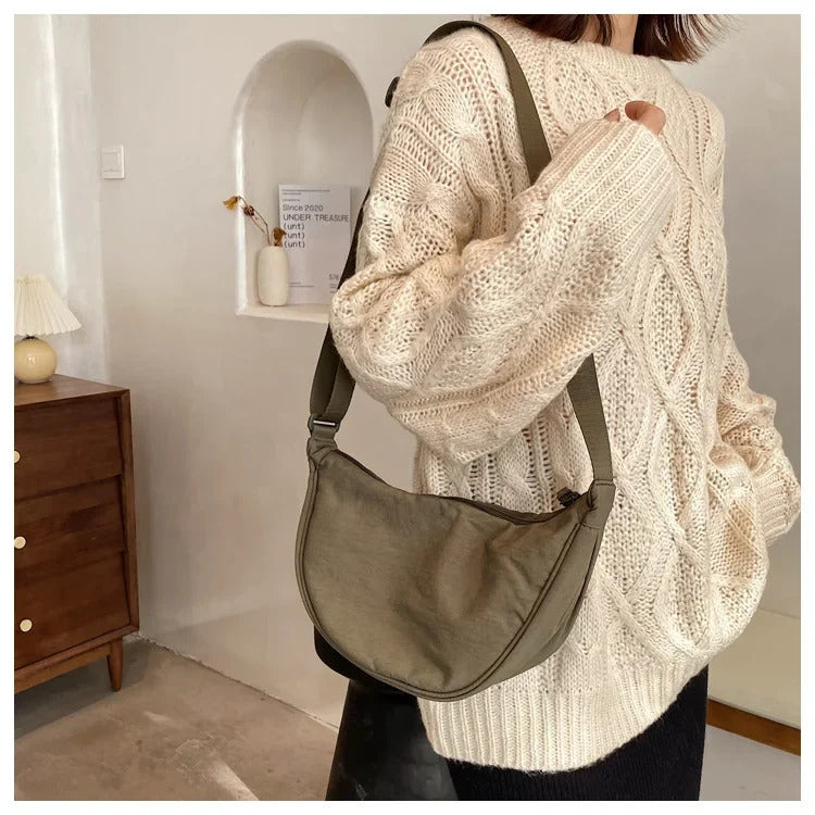 Casual Nylon Hobos Crossbody Bag for Women Shoulder Bag Woman Half Moon Chest Bags Tote Lady Travel Shopper Bag Female Purses