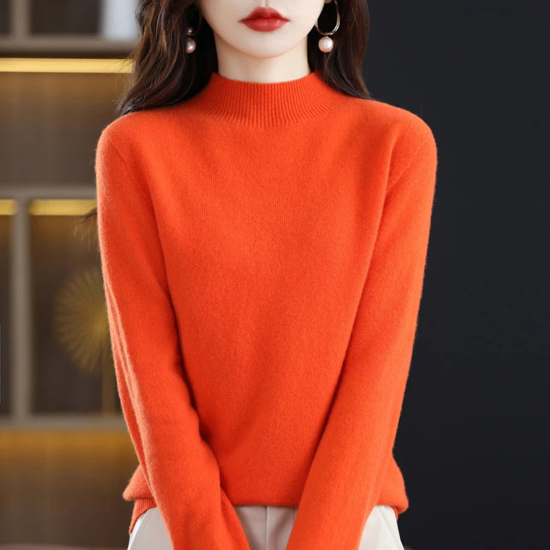 100% Pure Wool Half-neck Pullover In Autumn And Winter New Cashmere Sweater Women's Casual Knit Top Women's Coat 19 Colors