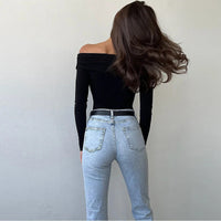 Autumn Black Bodysuits Women Sexy Backless Solid Corset Slim Fashion Crossed Bodysuits Long Sleeves Casual Lady Knitted Rompers