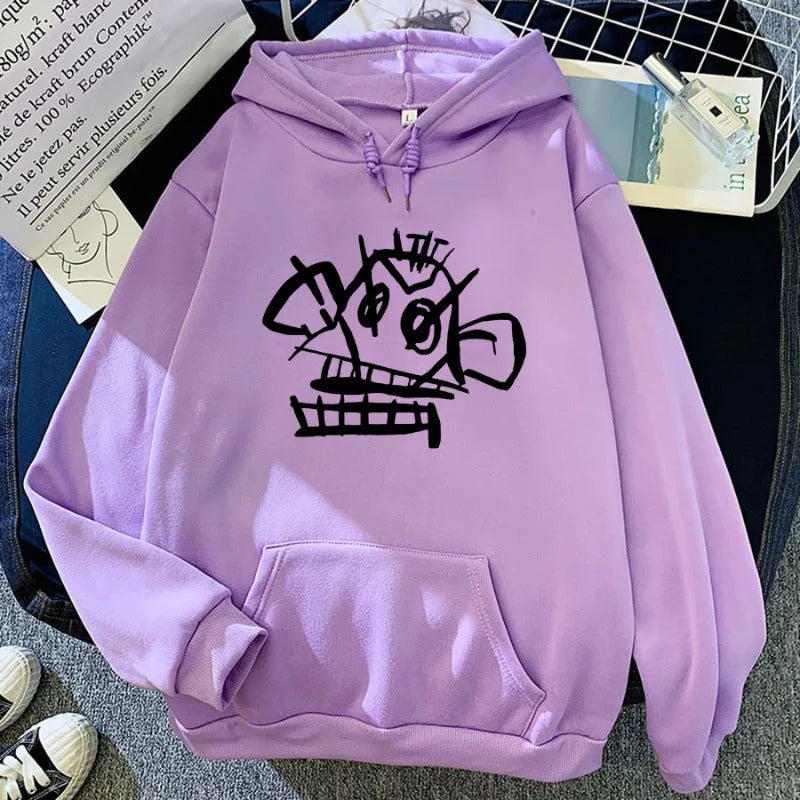 Fashion Anime Arcane Jinx Monkey Graffiti Hoodie Women/men Harajuku Style Sweatshirt Spring/Autumn Hoodies Game Lovers Tops