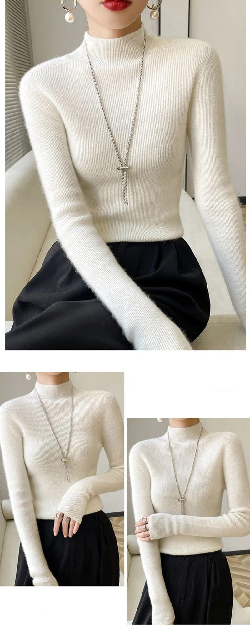 MEXZT Solid Sweater Women Half Turtleneck Knitted Pullovers Harajuku Korean Thick Knitwear Autumn Winter Fashion Slim Jumpers