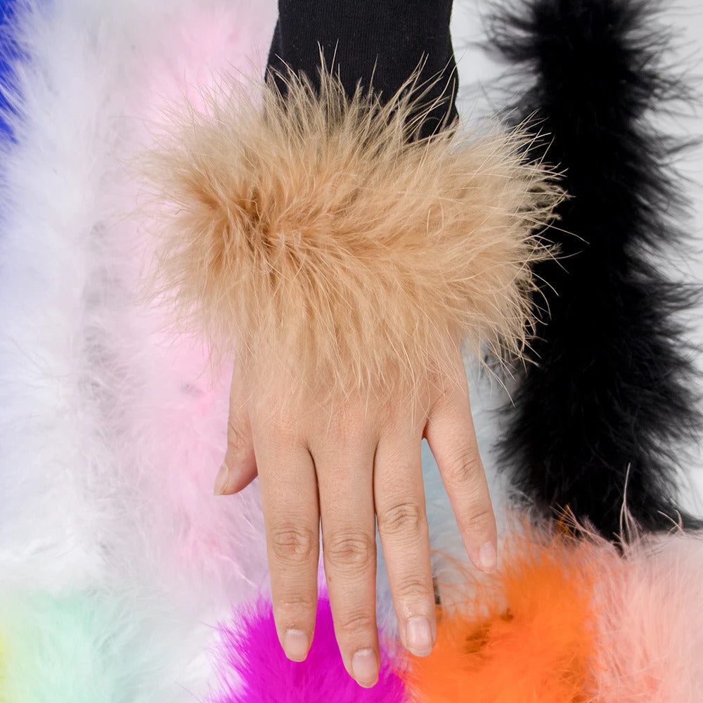 High Quality Real Fur Feather Cuffs Women's Summer Party Oversleeve with Feathers Fashion Ladies Feathers Cuff Snap on Wristband