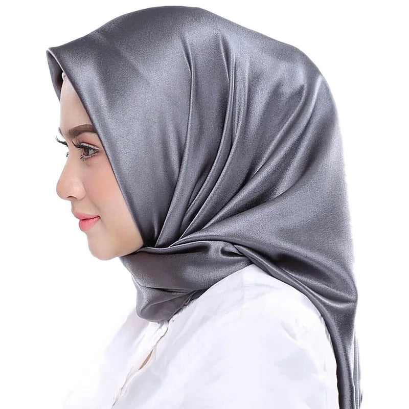 Luxury Brand Silk Scarf Women Satin Solid color Hijab Scarves Muslim Pareo Bandana Female Shawl Wrap Headband Foulard 90*90cm