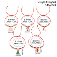 KunJoe 5pcs/set Cute Christmas Series Snowflake Tree Pendant Crystal Bracelet Women CCB Beads Adjustable Thread Rope Bracelet