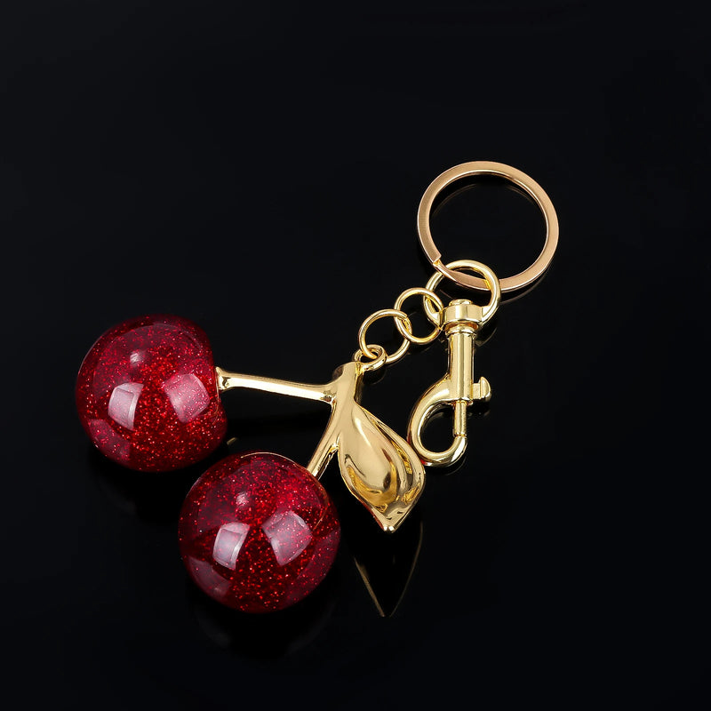 Fashion Delicious Red Cherry Keychain Summer Fruits Cherries Pendant Keyring For Women Men Jewelry Bag Accessories Gift