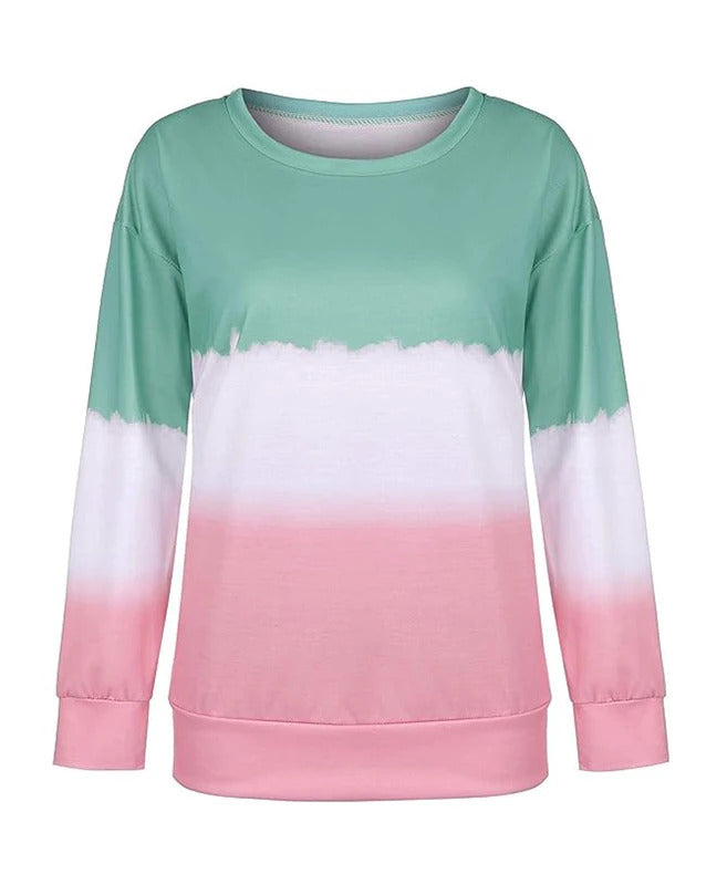 Plus Size Sweatshirt for Women Trendy Long Sleeve Oversized Lightweight Tops Tie-Dye Printed Gradient Pullover Blouse