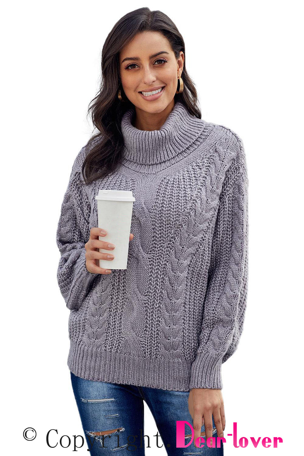 Gray Chunky Turtleneck Sweater