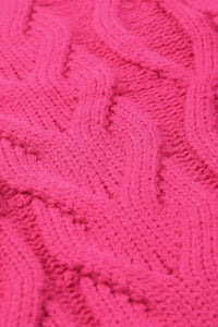 Rose High Neck Cable Knit Tasseled Sweater