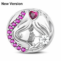 925 Sterling Silver Pendants Zircon Red Love Heart Charms Beads Fit Original Pandora Bracelet Bangles DIY Jewelry For Women