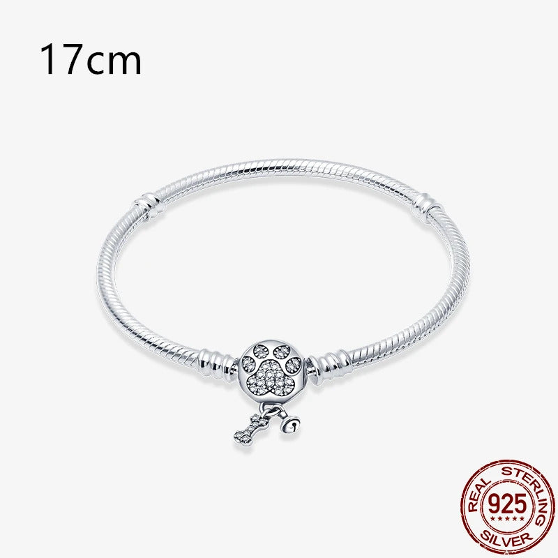 2024Hot Sale Heart Zircon Snake Chain Charm Beads Bracelet Women 925 Silver Original Pendant Bead DIY Jewelry Fine Festival Gift