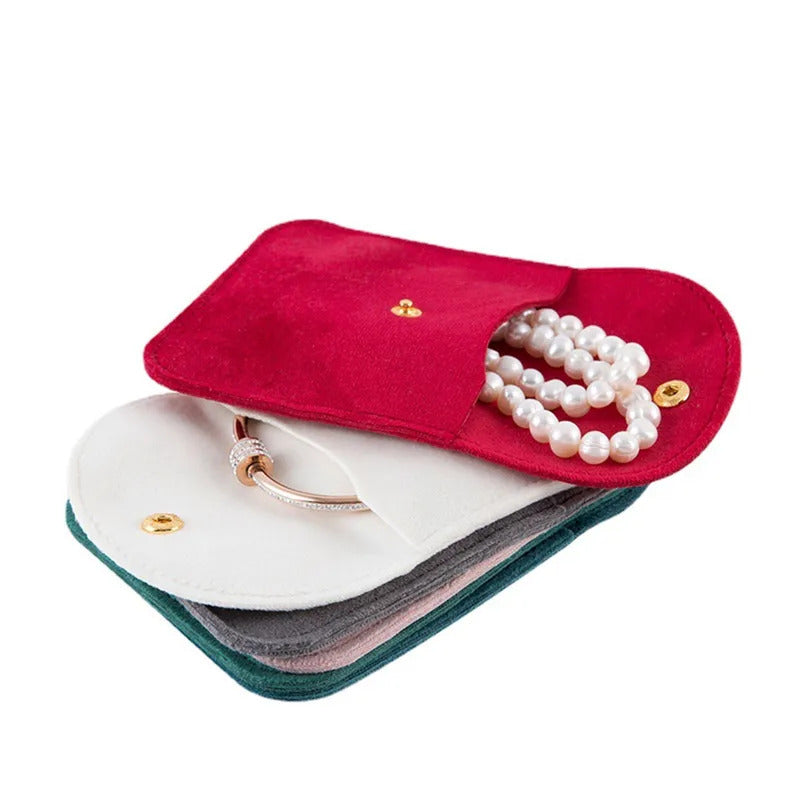 Jewellery Pouch Snap Button Soft Velvet Bag Envelope Jewelry Packaging Bag Wedding Gift Bracelet Necklace Earrings Rings Storage