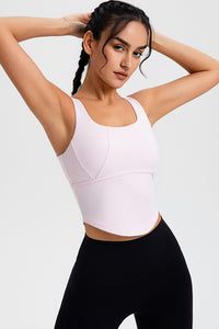 Light Pink U Neck Sleeveless Active Crop Top