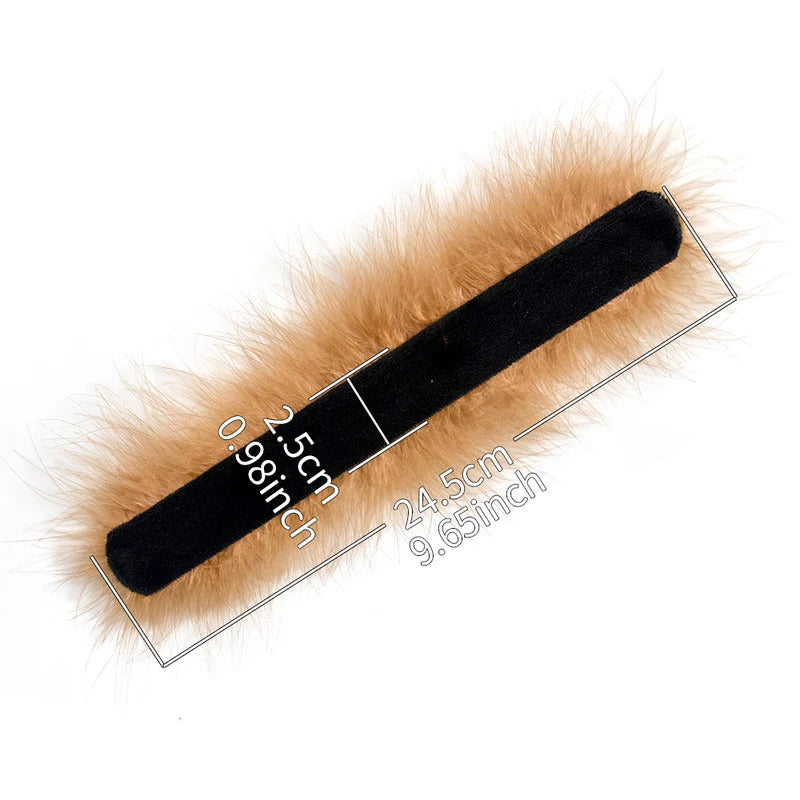 High Quality Real Fur Feather Cuffs Women's Summer Party Oversleeve with Feathers Fashion Ladies Feathers Cuff Snap on Wristband